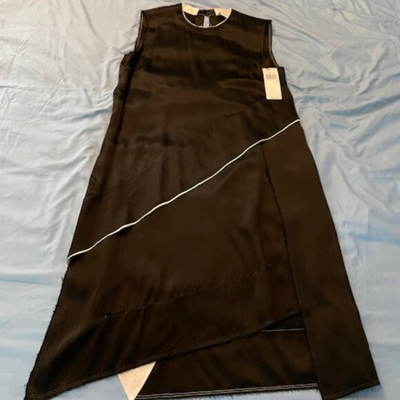FINAL PRICE NWT DKNY Black Asymmetrical Shift Dress Size 6 Viscose Rayon $398 - Picture 1 of 16